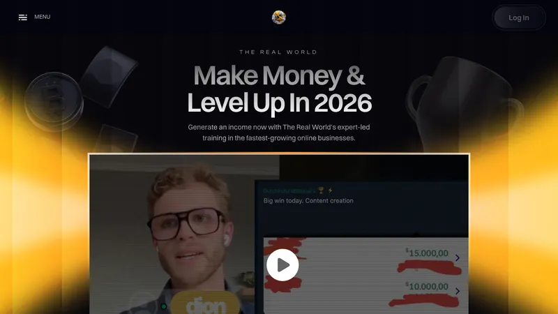 Screenshot of jointherealworld.com's first screen, captured 2026-09-26